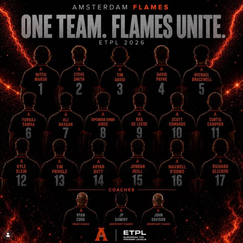 Amsterdam Flames squad for the 2026 European T20 Premier League season