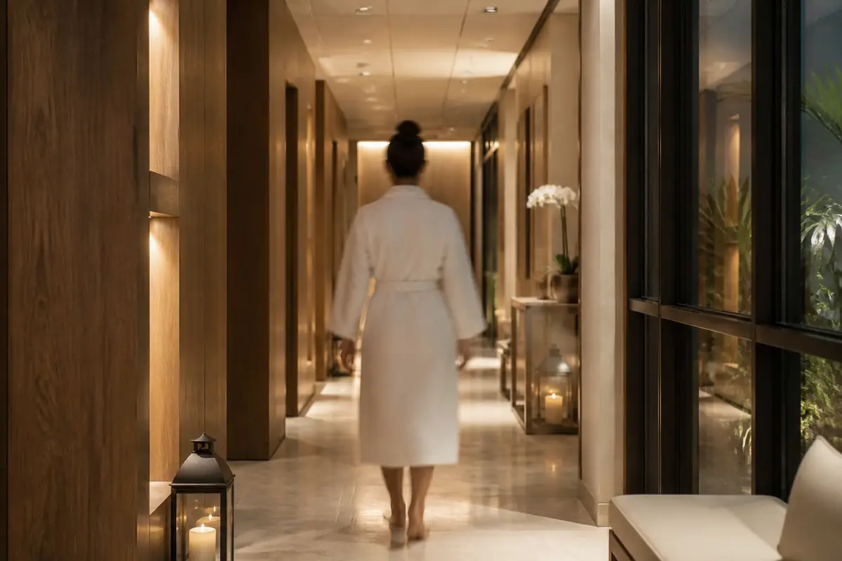 spas - blurred-client-walking-