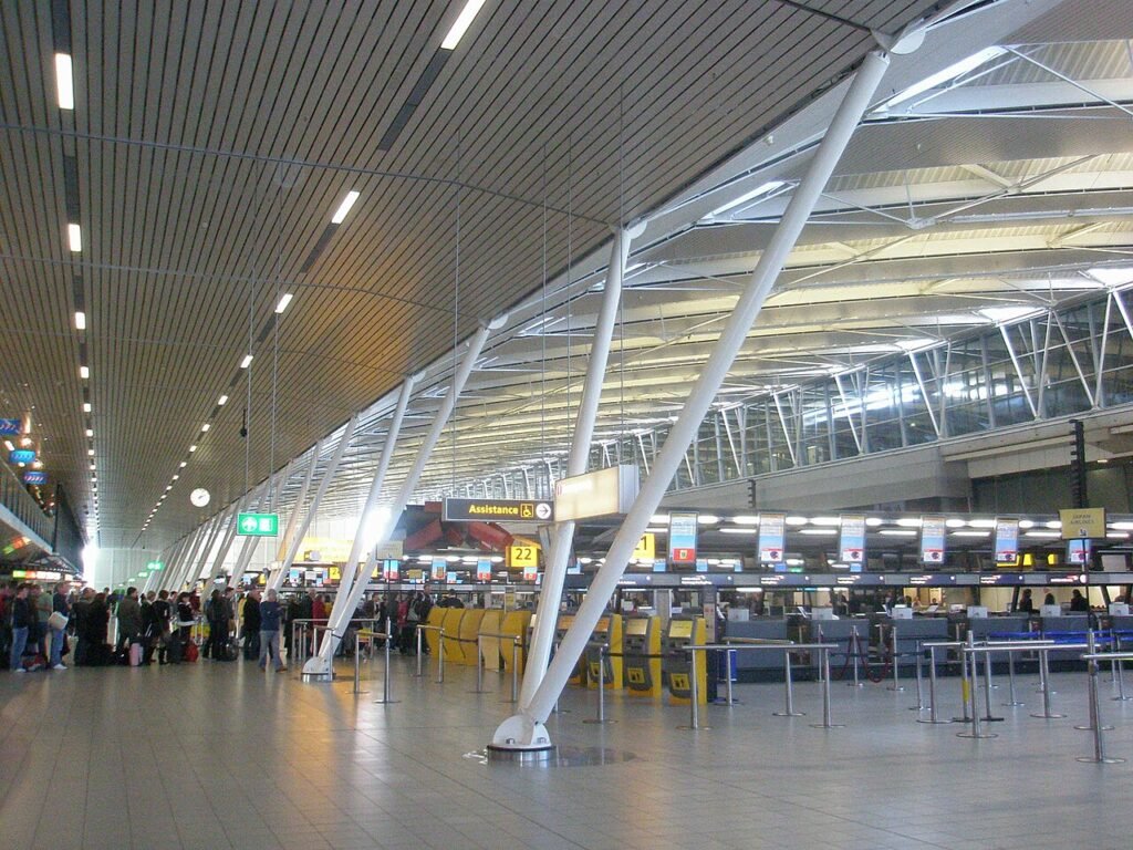 Departures hall at Schiphol Airport