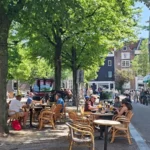 Cafe terrace in Amsterdam on a summer afternoon