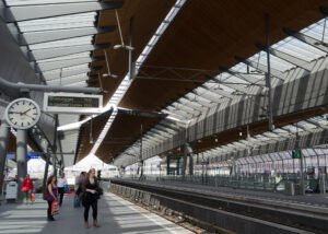 Biljmer ArenA station platform. We’re going to Centraal Station