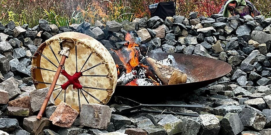 A mixed sweat lodge ceremony in a food forest