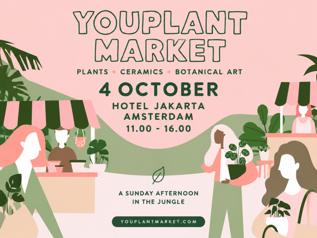 Youplant Market, houseplants and cuttings in a leafy atrium