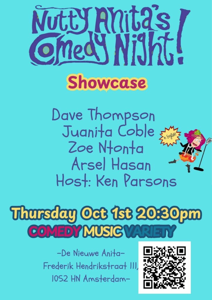 Nutty Anita’s comedy night with Dave Thompson, vegan dinner first