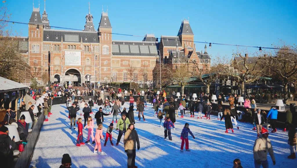 Winter skating on the open-air Ice Rink at Museumplein