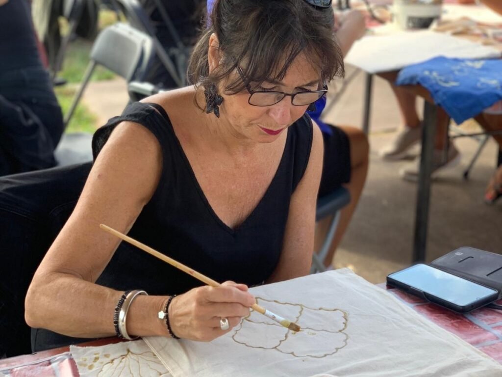 Design a custom tote using traditional batik wax-resist methods