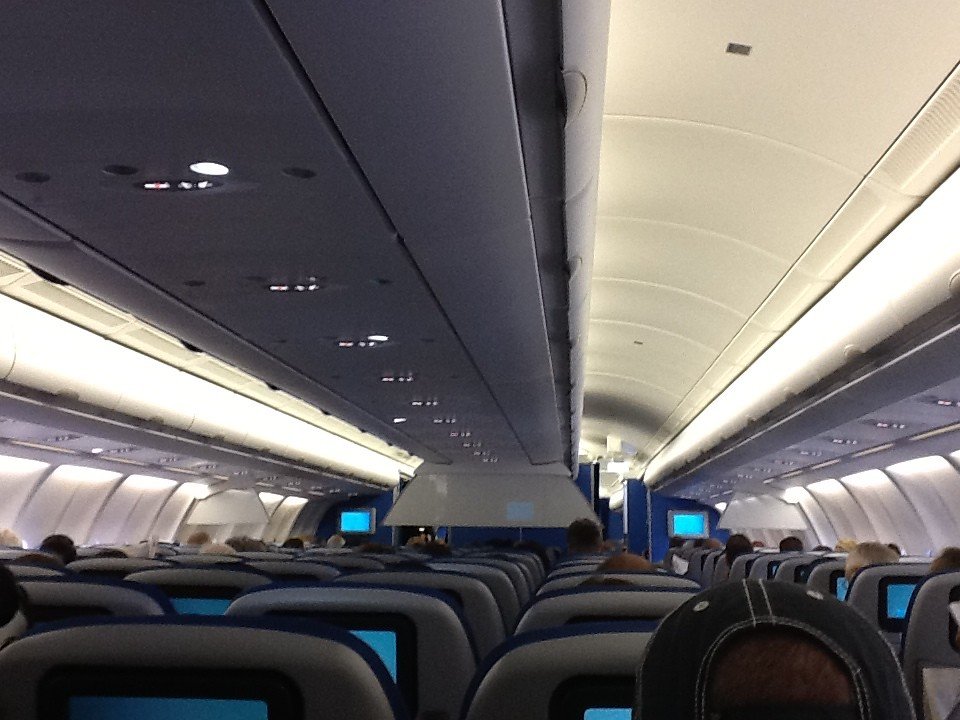 Economy cabin of a KLM aircraft