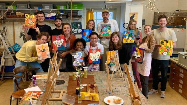 Step-by-step painting with wine and bites in central Amsterdam