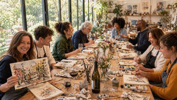 Amsterdam Art & Wine: Beginner Watercolor with Wine