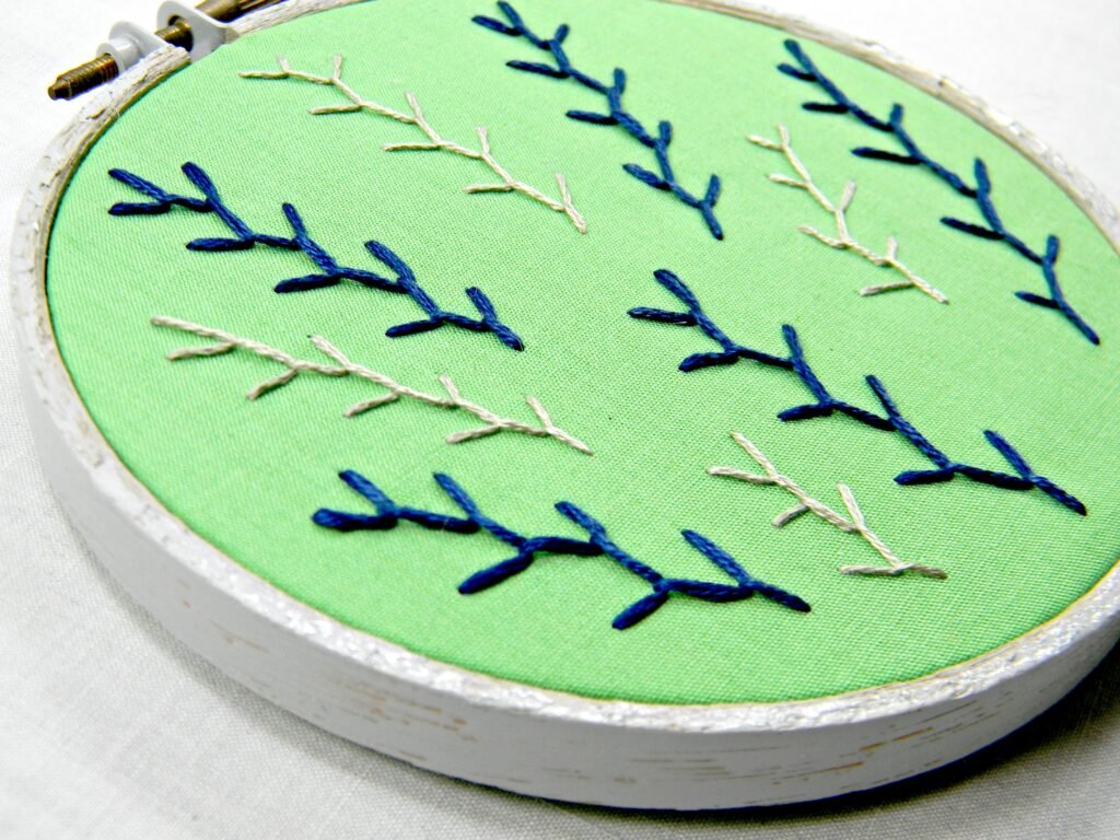 Feather_Stitch_Green2C_Blue2C_and_Grey_Embroidery_Hoop_Art._