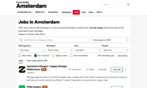 Amsterdam Job Radar: 1,367 open roles at 98 employers, Ad in English filter on, AI summary opened