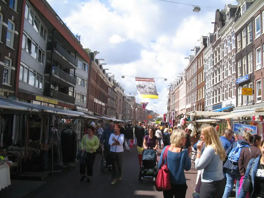 Shoppers at the Albert Cuyp Market in Amsterdam