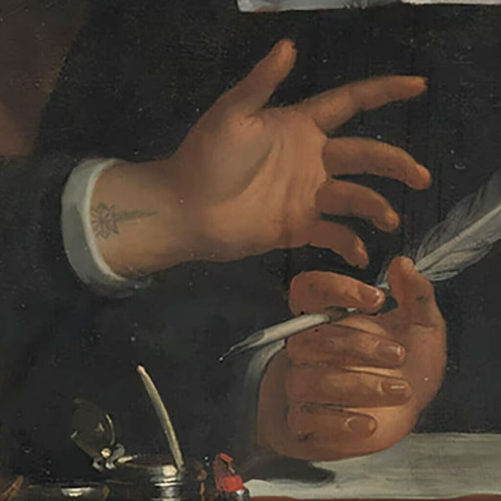 Medieval tattoos, pilgrims and a star on a painted wrist